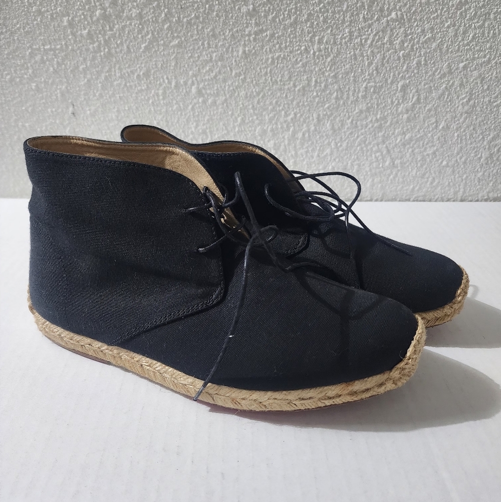 Christian Louboutin Women Lace Up Espadrille Shoes Black EU 39 US 8.5